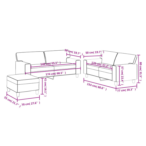 Vidaxl 3 Piece Sofa Set Black Faux Leather Sofas Armchairs & Couches
