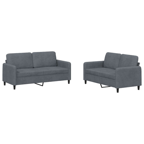 2 Piece Sofa Set Dark Grey Velvet Sofas Armchairs & Couches