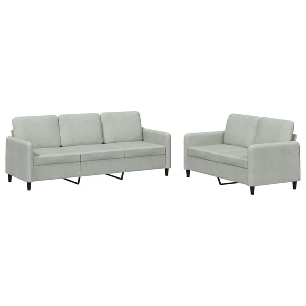 Vidaxl 2 Piece Sofa Set Light Grey Velvet Sofas Armchairs & Couches