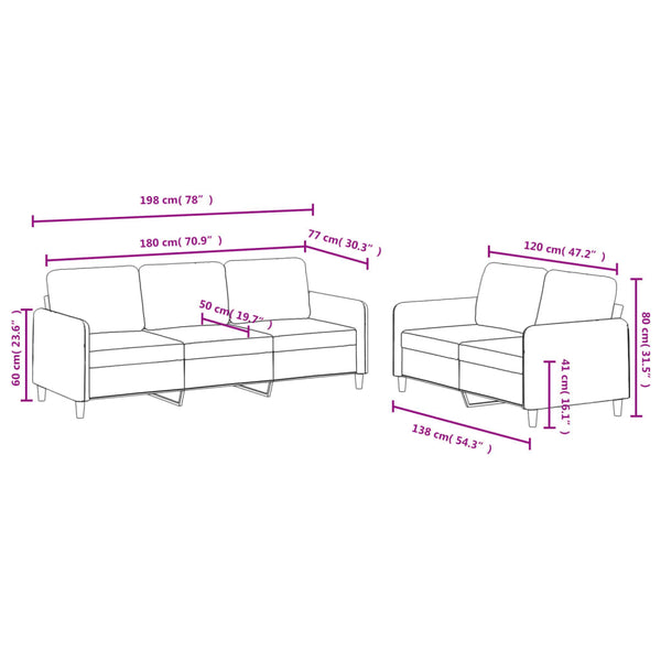 Vidaxl 2 Piece Sofa Set Light Grey Velvet Sofas Armchairs & Couches