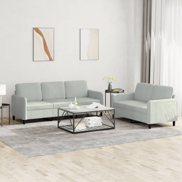 Vidaxl 2 Piece Sofa Set Light Grey Velvet Sofas Armchairs & Couches