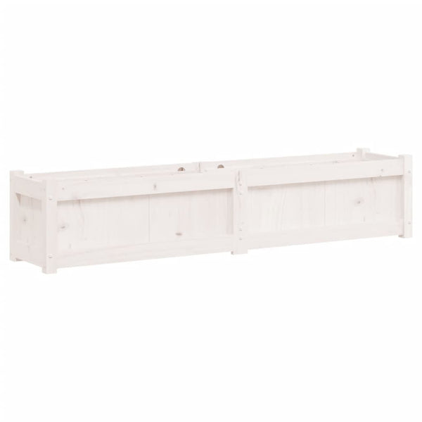 Garden Planter White 150X31x31 Cm Solid Wood Pine Planters & Vases