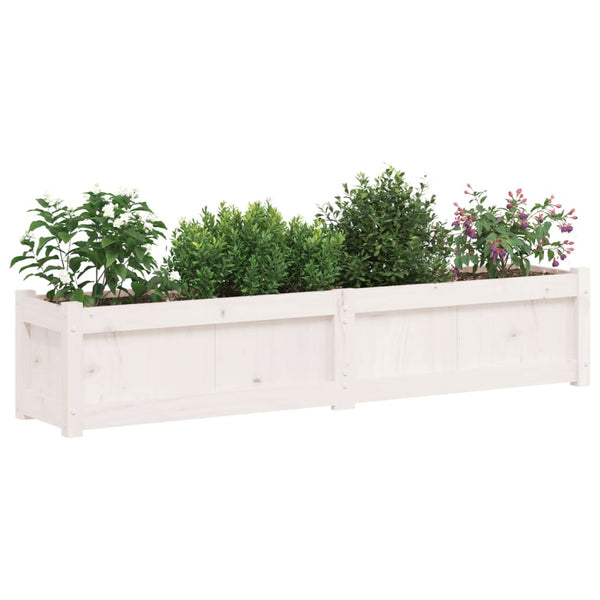 Garden Planter White 150X31x31 Cm Solid Wood Pine Planters & Vases