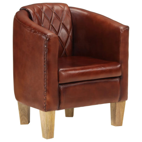 Tub Chair Brown Real Leather Sofas Armchairs & Couches