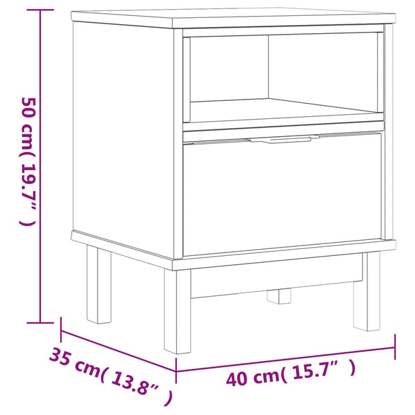Vidaxl Bedside Cabinet Flam 40X35x50 Cm Solid Wood Pine Side Tables