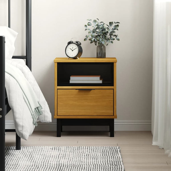 Vidaxl Bedside Cabinet Flam 40X35x50 Cm Solid Wood Pine Side Tables