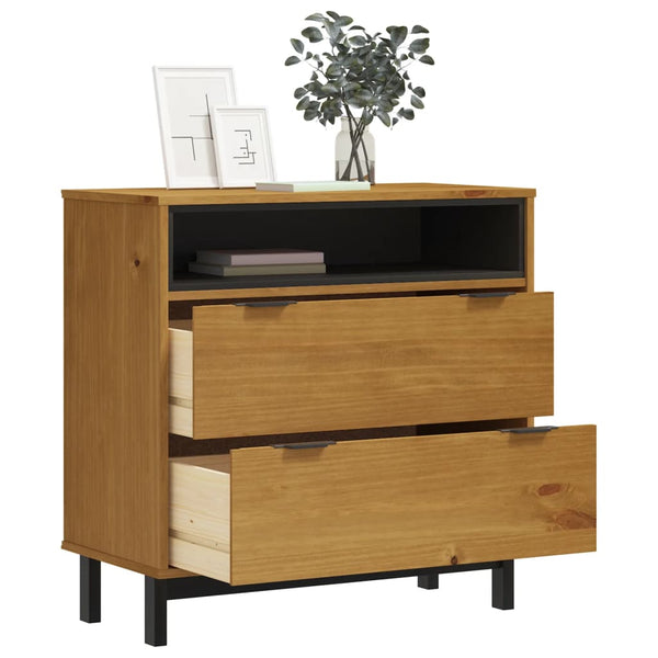 Vidaxl Drawer Cabinet Flam 80X40x80 Cm Solid Wood Pine Cabinets & Cupboards
