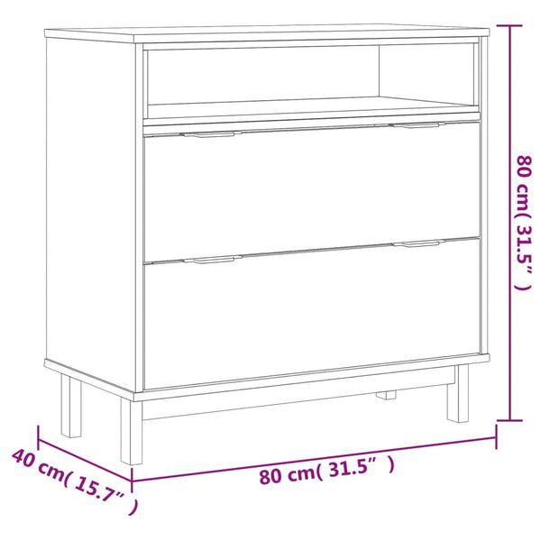Vidaxl Drawer Cabinet Flam 80X40x80 Cm Solid Wood Pine Cabinets & Cupboards