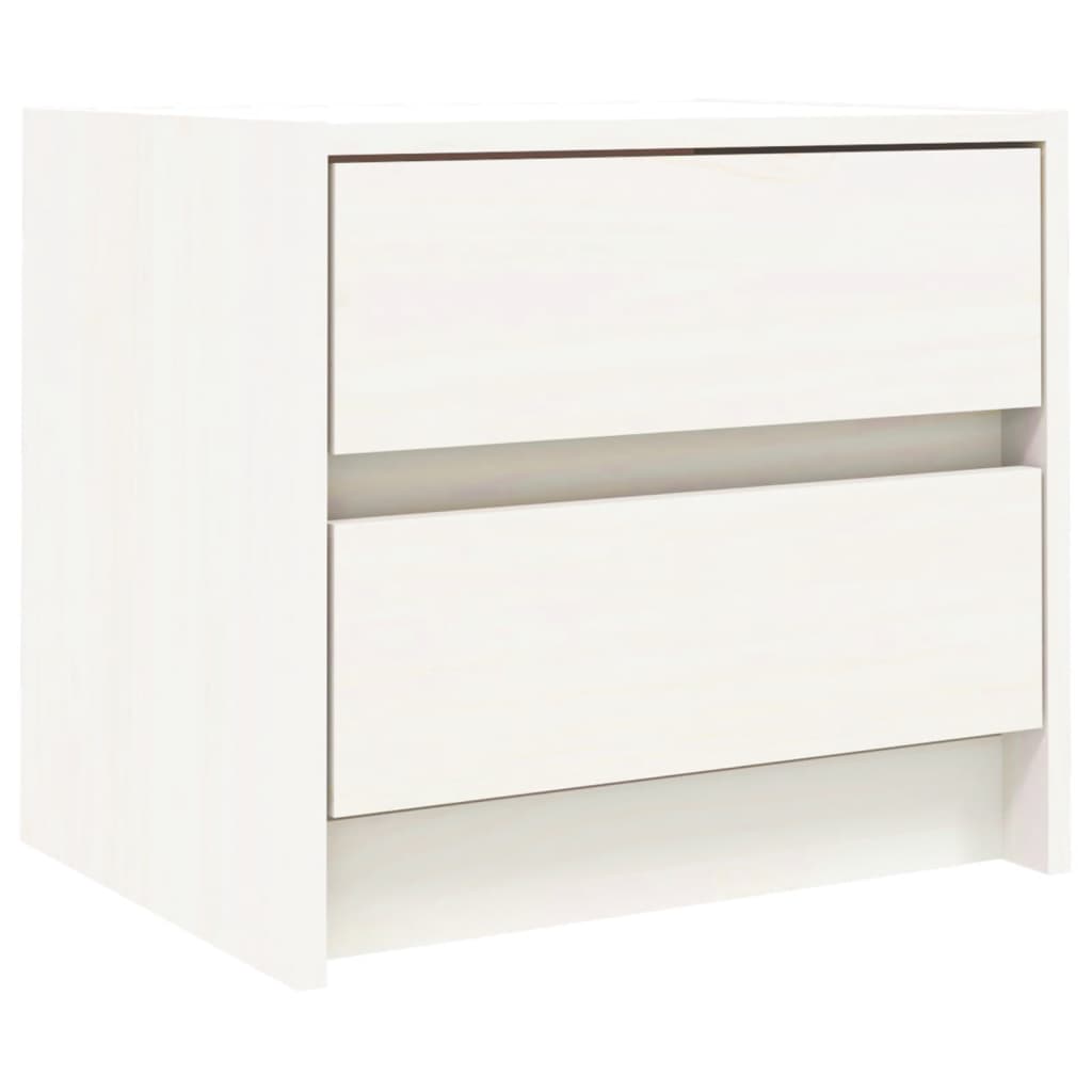 Bedside Cabinet White 40X31x35.5 Cm Solid Wood Pine Bedside Tables