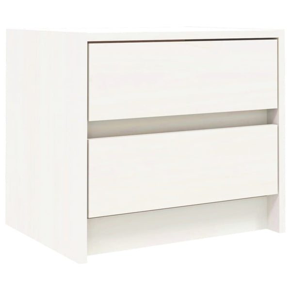 Bedside Cabinet White 40X31x35.5 Cm Solid Wood Pine Bedside Tables