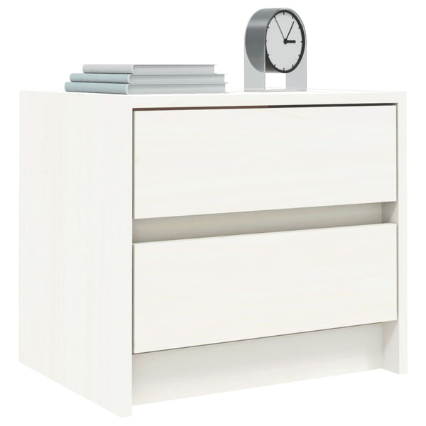 Bedside Cabinet White 40X31x35.5 Cm Solid Wood Pine Bedside Tables