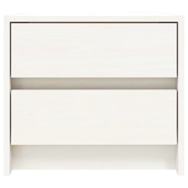 Bedside Cabinet White 40X31x35.5 Cm Solid Wood Pine Bedside Tables