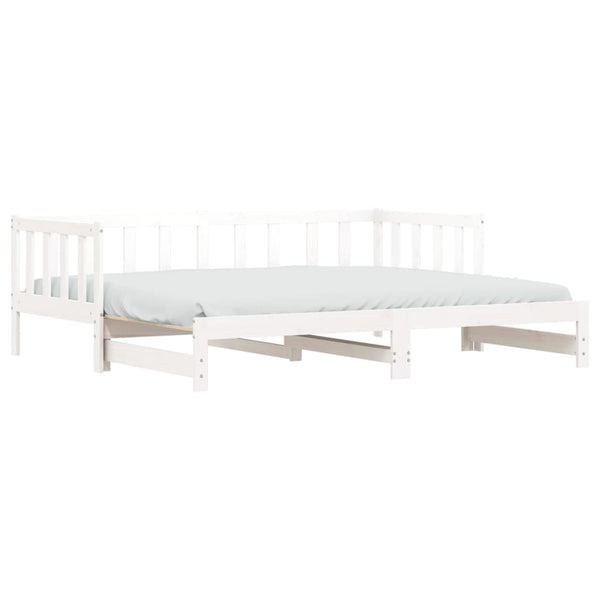 Sofa Beds Day Bed With Trundle White 92X187 Cm Single Size Solid Wood Pine