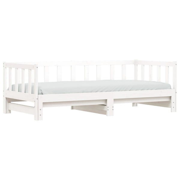 Sofa Beds Day Bed With Trundle White 92X187 Cm Single Size Solid Wood Pine
