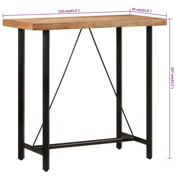 Bar Table 110X55x107 Cm Solid Wood Acacia And Iron Bar Tables