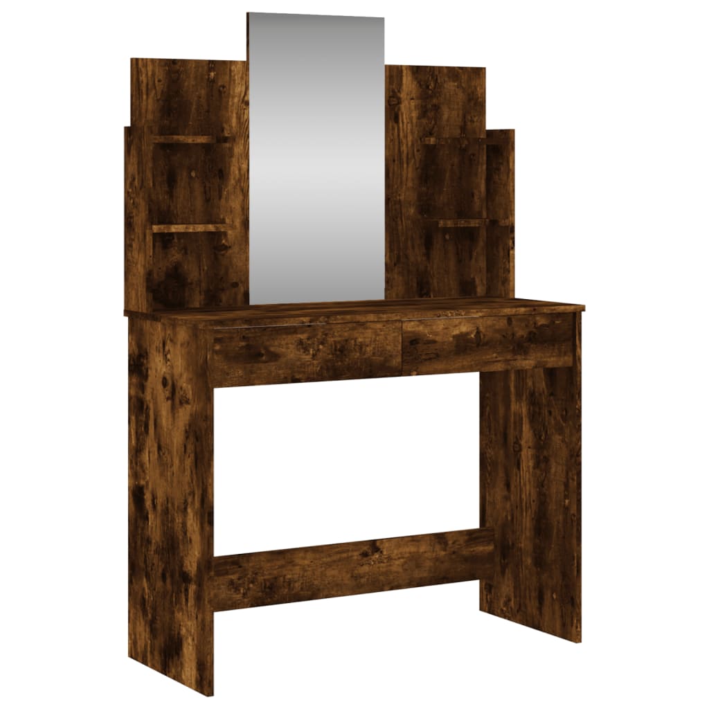 Dressing Table With Mirror Smoked Oak 96X39x142 Cm Dressing Tables