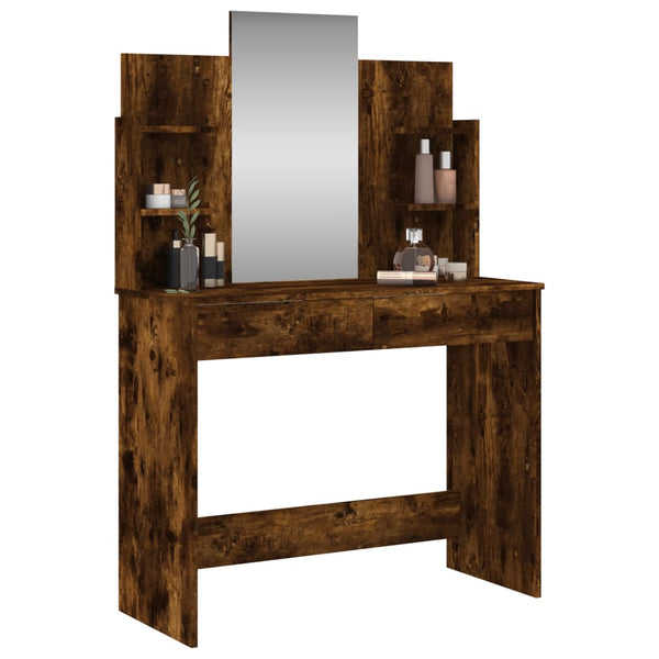 Dressing Table With Mirror Smoked Oak 96X39x142 Cm Dressing Tables