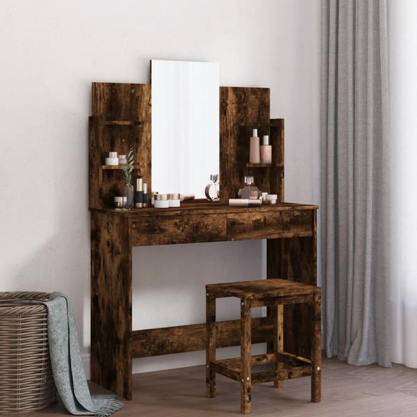 Dressing Table With Mirror Smoked Oak 96X39x142 Cm Dressing Tables