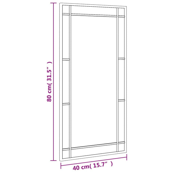 Wall Mirror Black 40X80 Cm Rectangle Iron Mirrors