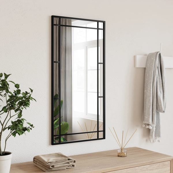 Wall Mirror Black 40X80 Cm Rectangle Iron Mirrors