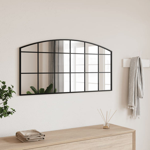 Wall Mirror Black 100X50 Cm Arch Iron Mirrors