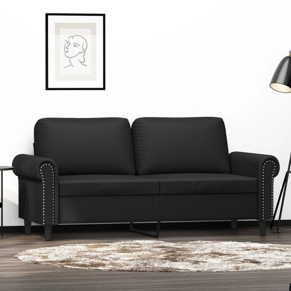 2 Seater Sofa Black 140 Cm Faux Leather Sofas Armchairs & Couches