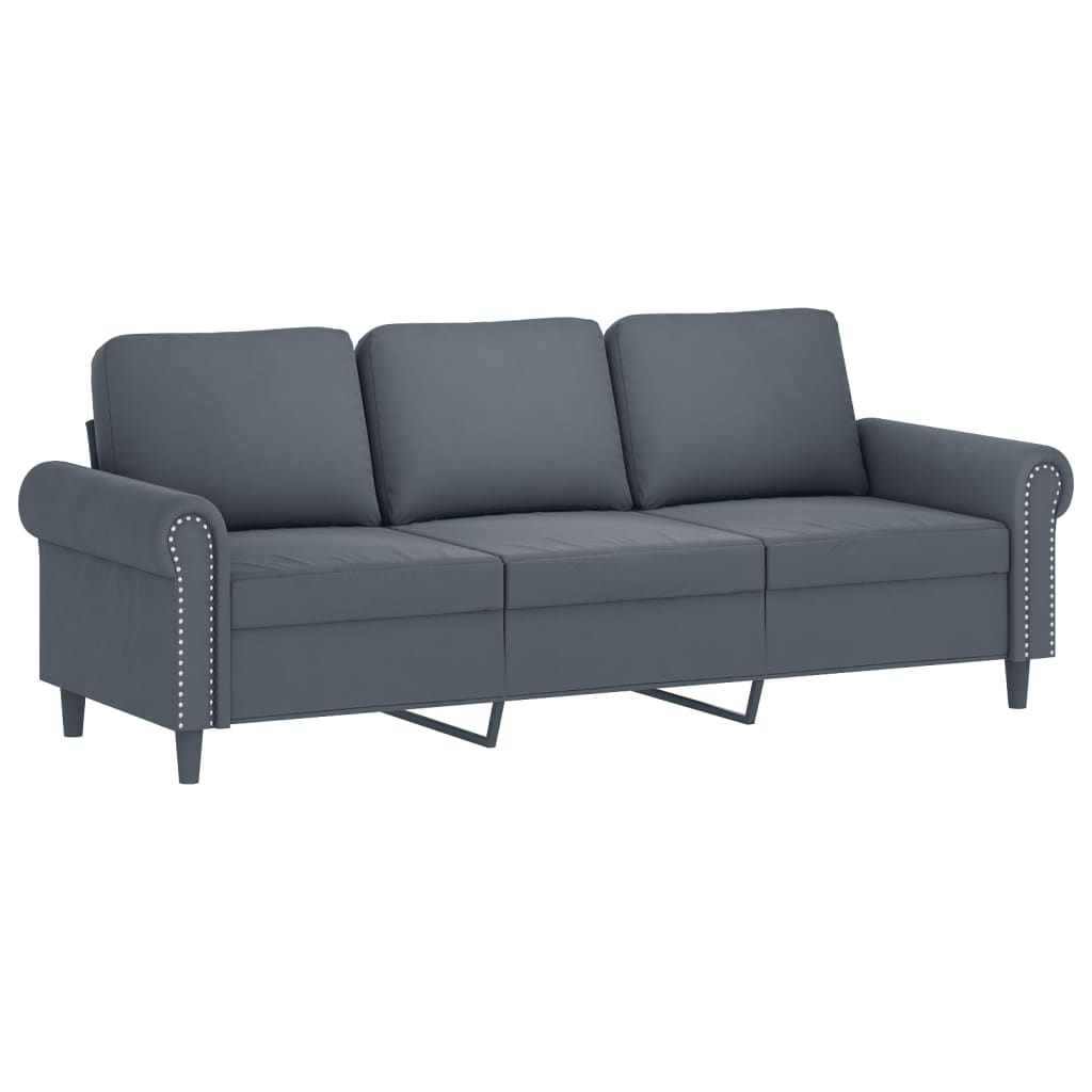 3 Seater Sofa Dark Grey 180 Cm Velvet Sofas Armchairs & Couches