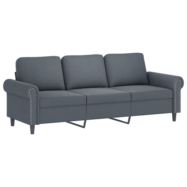 3 Seater Sofa Dark Grey 180 Cm Velvet Sofas Armchairs & Couches