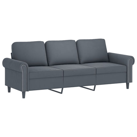 3 Seater Sofa Dark Grey 180 Cm Velvet Sofas Armchairs & Couches