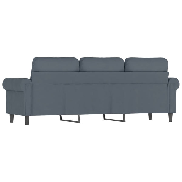 3 Seater Sofa Dark Grey 180 Cm Velvet Sofas Armchairs & Couches