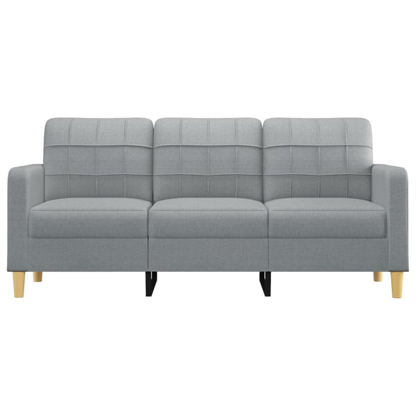 Sofas Armchairs & Couches 3 Seater Sofa Light Grey 180 Cm Fabric