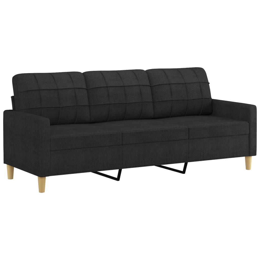 3 Seater Sofa Black 180 Cm Fabric Sofas Armchairs & Couches