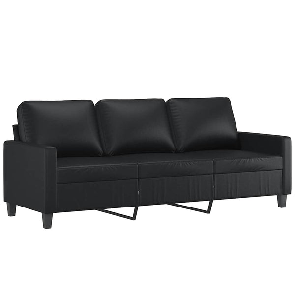 Vidaxl 3 Seater Sofa Black 180 Cm Faux Leather Sofas Armchairs & Couches