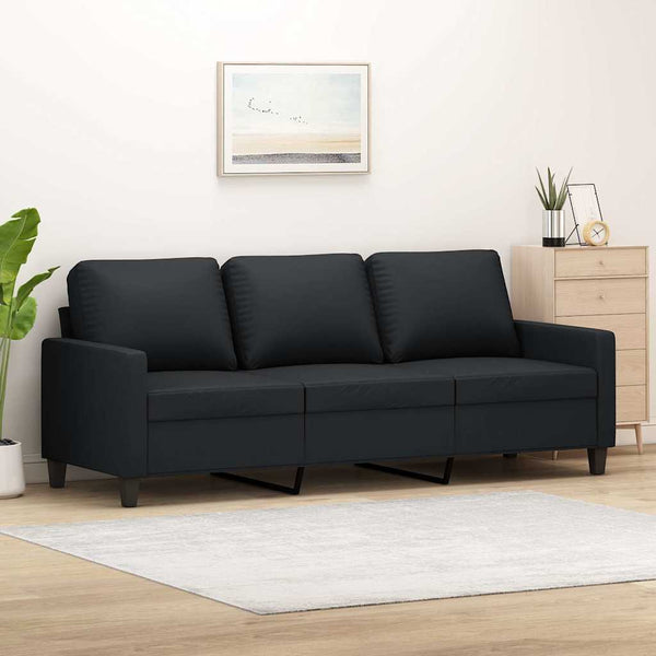 Vidaxl 3 Seater Sofa Black 180 Cm Faux Leather Sofas Armchairs & Couches