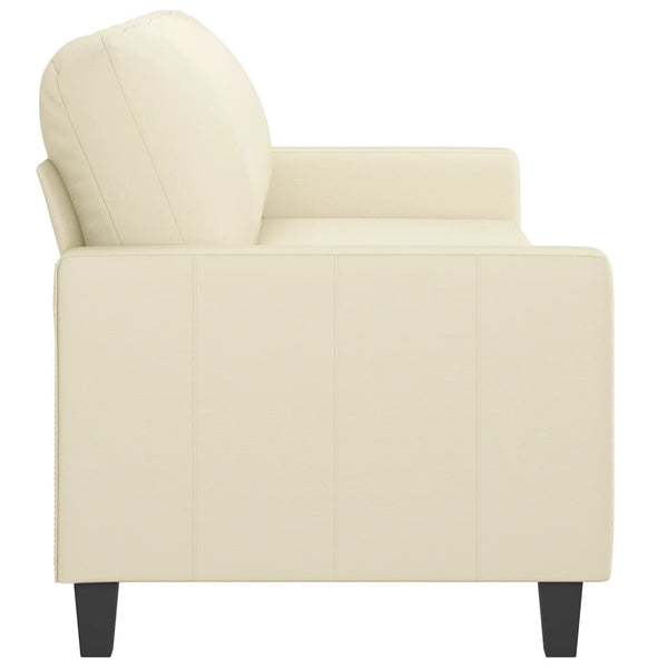 3 Seater Sofa Cream 180 Cm Faux Leather Sofas Armchairs & Couches