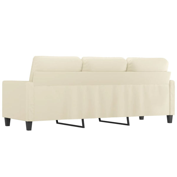 3 Seater Sofa Cream 180 Cm Faux Leather Sofas Armchairs & Couches