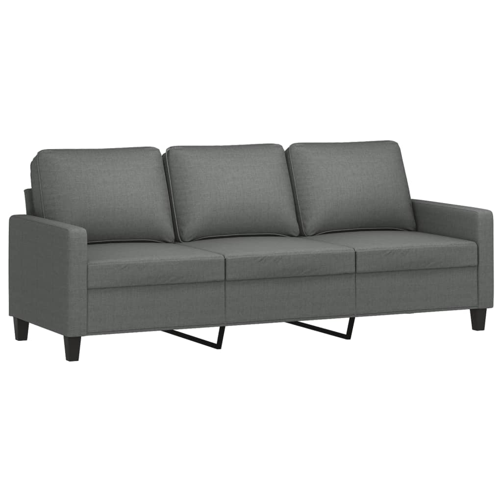 3 Seater Sofa Dark Grey 180 Cm Fabric Sofas Armchairs & Couches