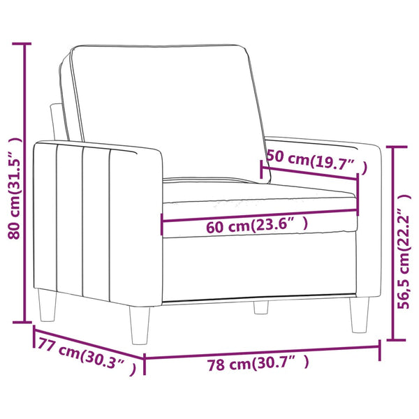 Sofa Chair Black 60 Cm Velvet Sofas Armchairs & Couches