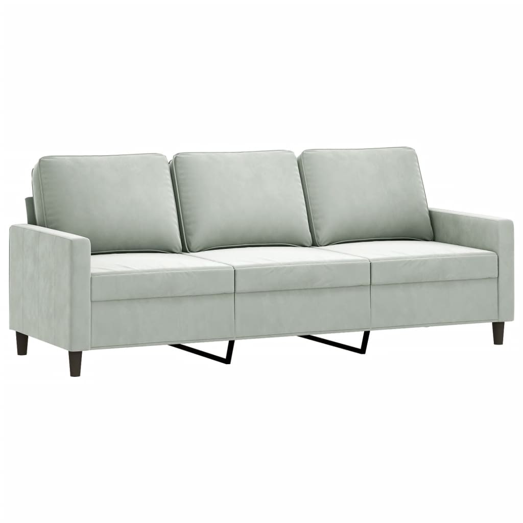 3 Seater Sofa Light Grey 180 Cm Velvet Sofas Armchairs & Couches