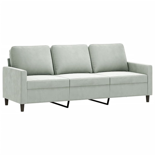 3 Seater Sofa Light Grey 180 Cm Velvet Sofas Armchairs & Couches