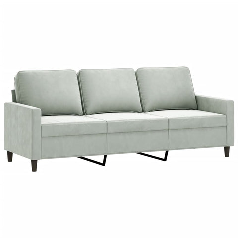 3 Seater Sofa Light Grey 180 Cm Velvet Sofas Armchairs & Couches