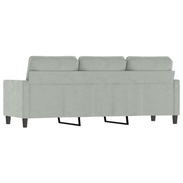 3 Seater Sofa Light Grey 180 Cm Velvet Sofas Armchairs & Couches