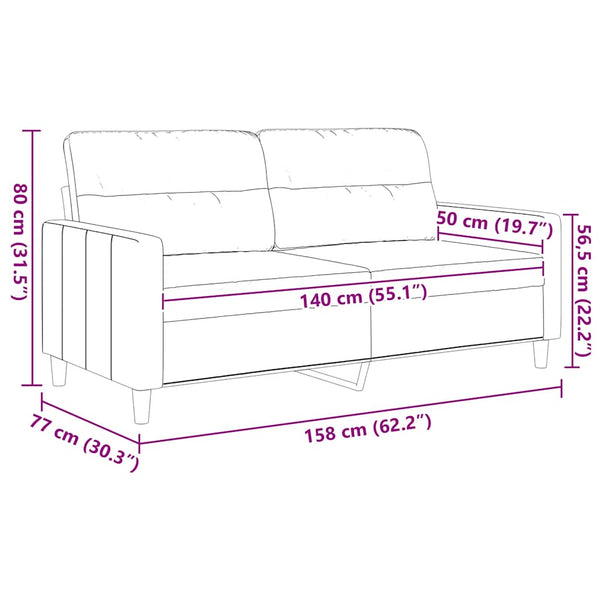 Vidaxl 2 Seater Sofa Black 140 Cm Fabric Sofas Armchairs & Couches