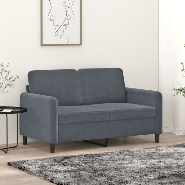 2 Seater Sofa Dark Grey 120 Cm Velvet Sofas Armchairs & Couches