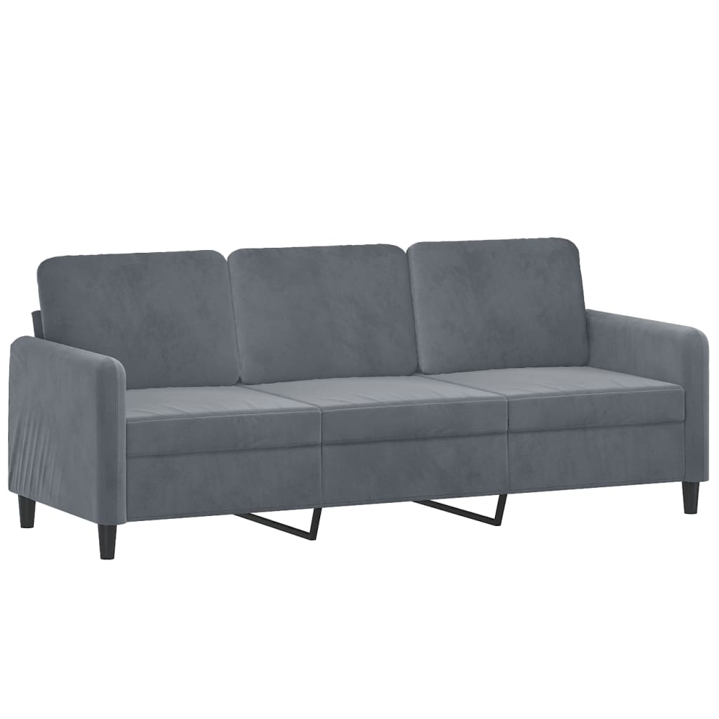 Sofas Armchairs & Couches 3 Seater Sofa Dark Grey Velvet 180 Cm