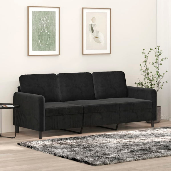 3 Seater Sofa Black 180 Cm Velvet Sofas Armchairs & Couches