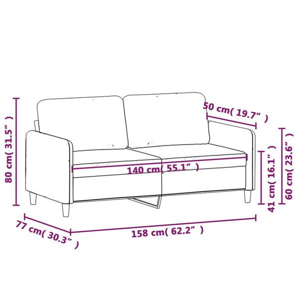 Vidaxl 2 Seater Sofa Black 140 Cm Fabric Sofas Armchairs & Couches