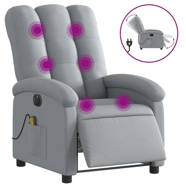 Electric Massage Recliner Chair Light Grey Fabric Electric Massage Chairs