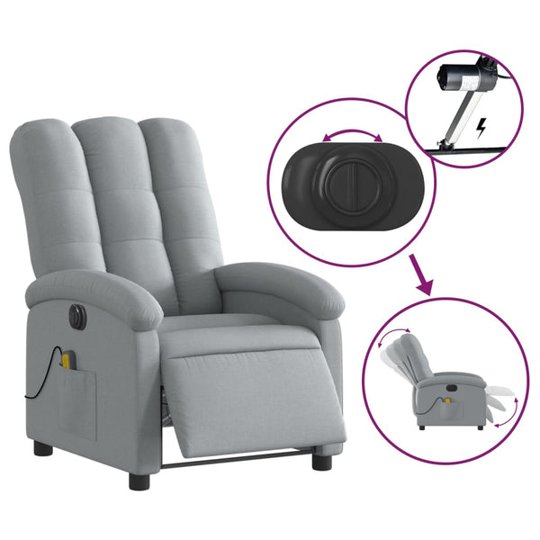 Electric Massage Recliner Chair Light Grey Fabric Electric Massage Chairs