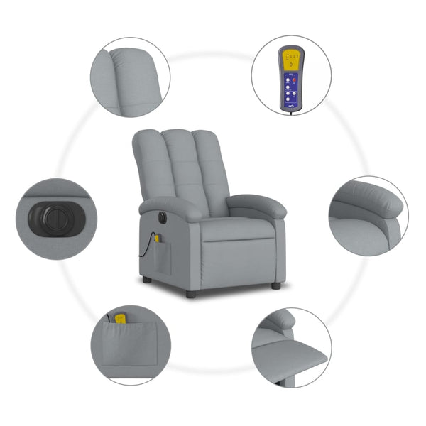 Electric Massage Recliner Chair Light Grey Fabric Electric Massage Chairs
